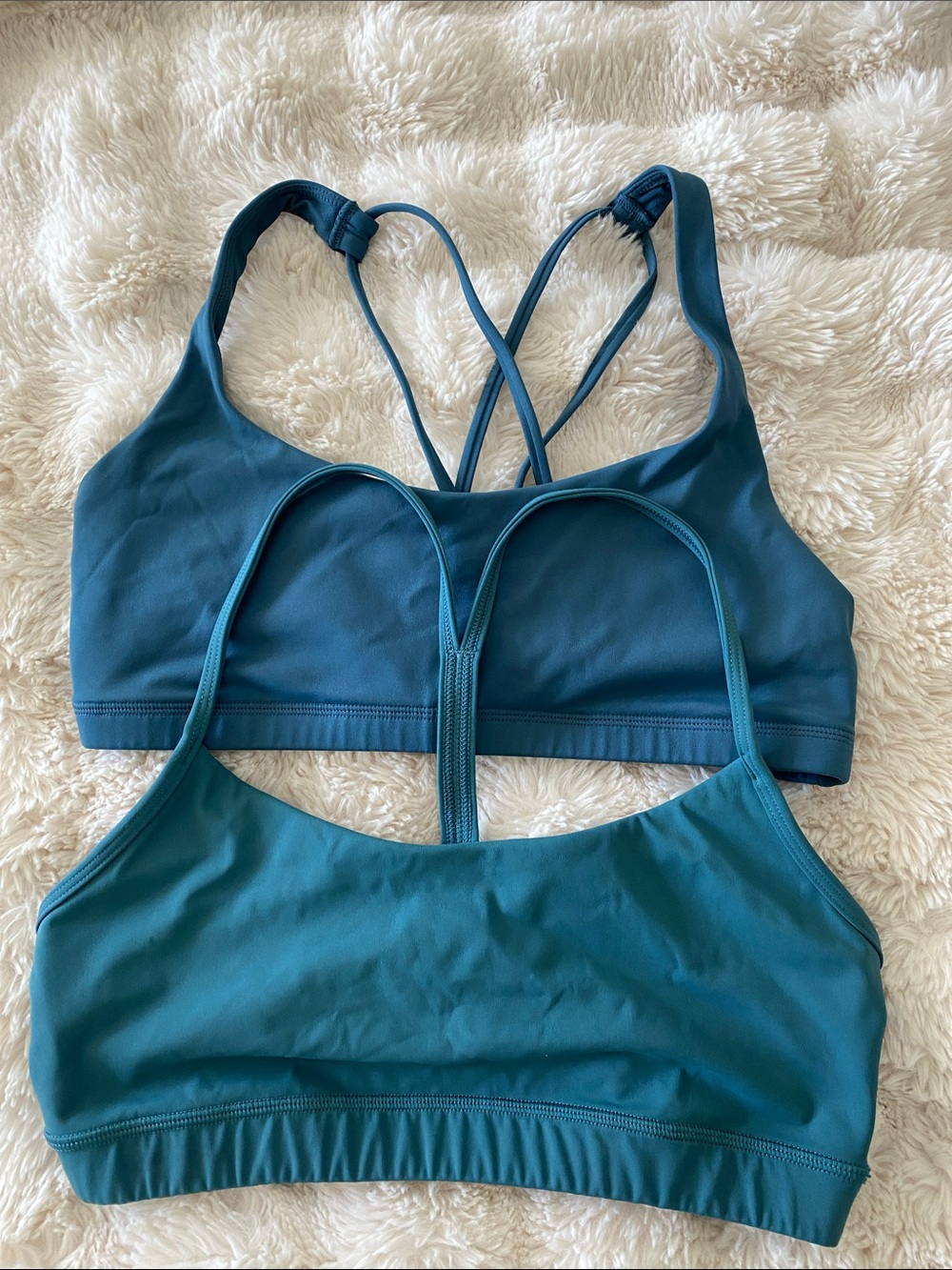 CRZ YOGA Teal Strappy Sports Bras Duo